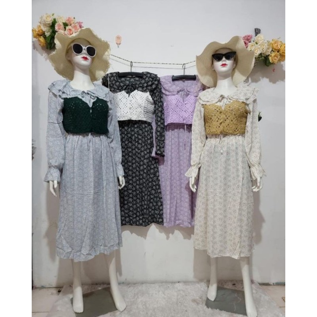 Long Tunik Korean Rompi Vest Rajut Import 411 (2in1)