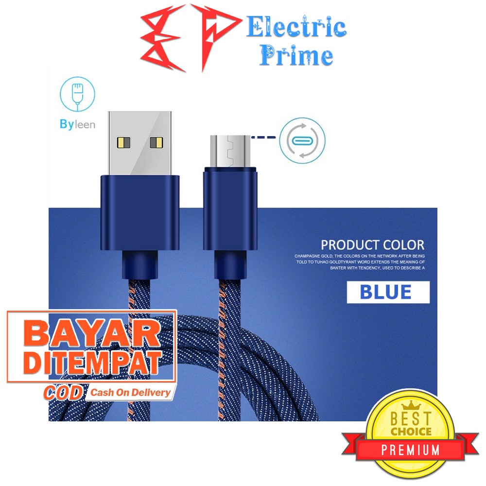 Kabel Charger Micro USB Jeans Cable Fast Charging Android Quick Charge 3.0