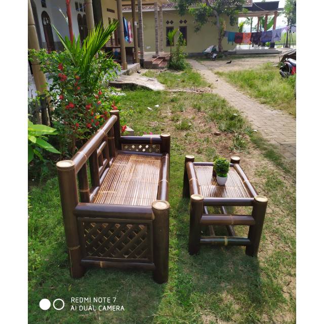  Kursi  Teras Atau Taman  Dari Bambu Hitam Shopee  Indonesia