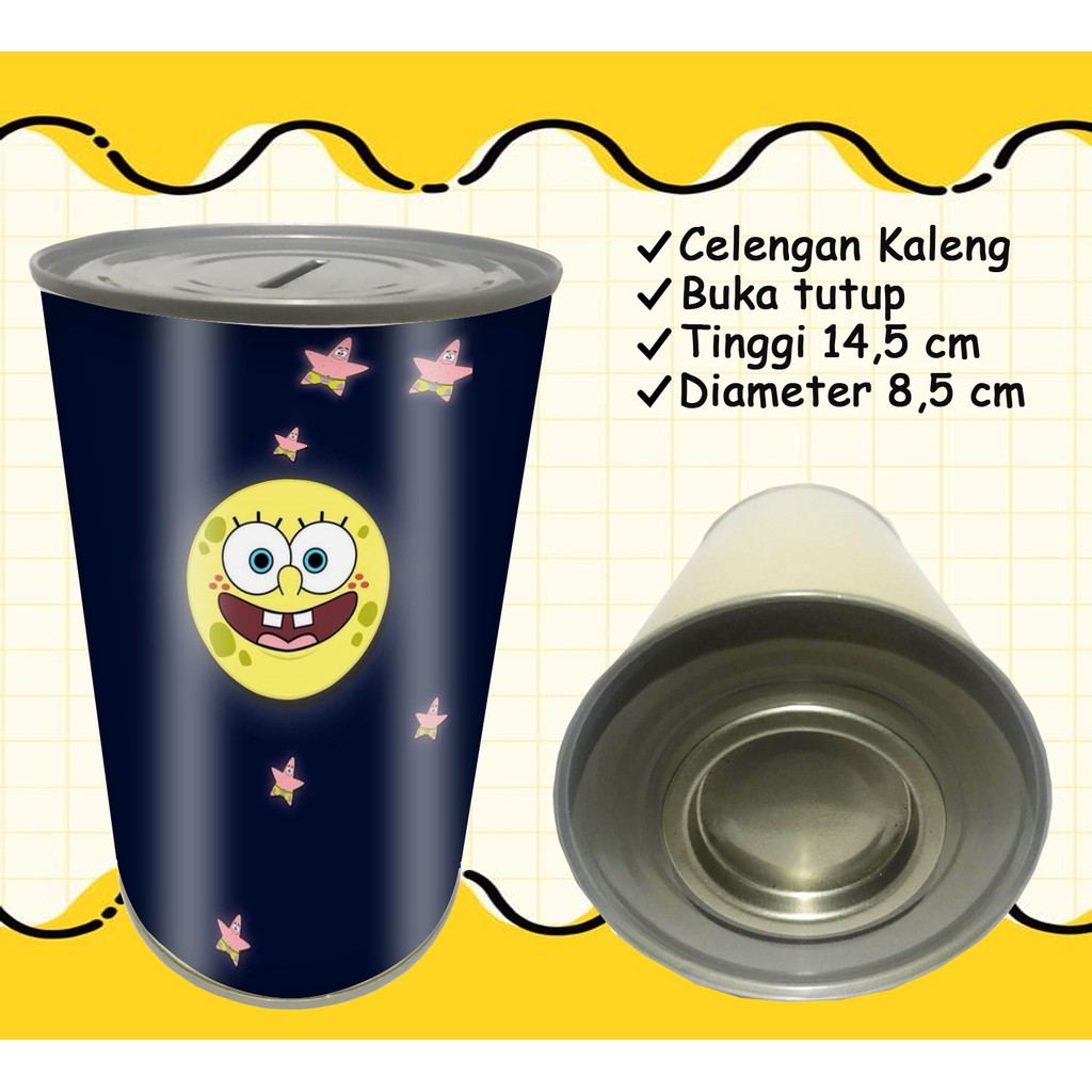 Celengan Kaleng Karakter Spongbob / Celengan Spongebob / Celengan Anak Kartun Spongebob MURAH UNIK-Spongebob - 04
