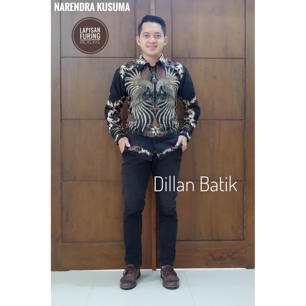 NARENDRA KUSUMA DILLAN KEMEJA BAJU BATIK PRIA SOLO LENGAN PANJANG LAPIS FURING ATASAN BATIK PREMIUM MODERN KATUN HALUS AMARTA ANGGADA ANTASENA ARJUNA BARATAYUDA BASUDEWA BOKOR GRANITAN BUNGA SLARAK CAKRA SENA PARANG KUSUMA ELANG GOLD GARUDA PANCASILA BIMA