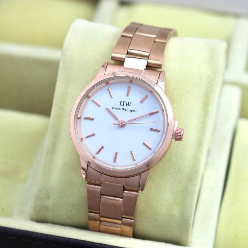 Promo Jam Tangan Wanita Cewek Murah W1008 Rantai Stainless PW 8509 Free Box & Baterai - Cod Bayar Di
