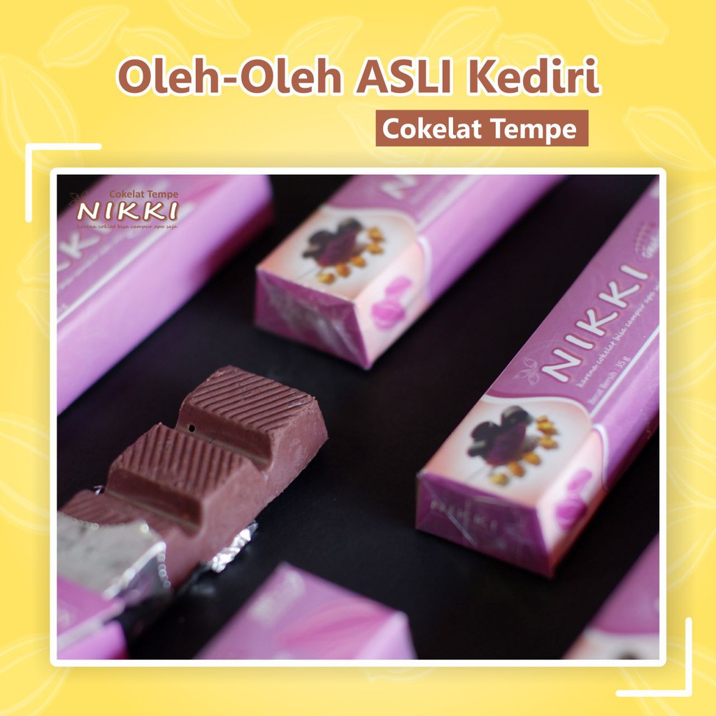 

Nikki Cokelat Tempe Kediri / Permen Coklat Rasa Taro (Bar 35gr) / Cemilan Kekinian