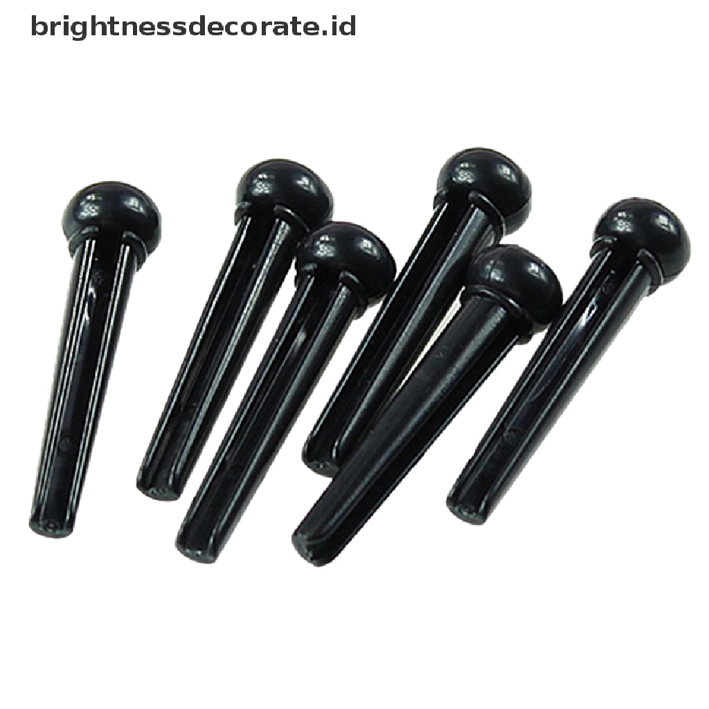 6pcs Pin Bridge Ebony Warna Hitam Dengan Shell Dots Untuk Gitar Akustik