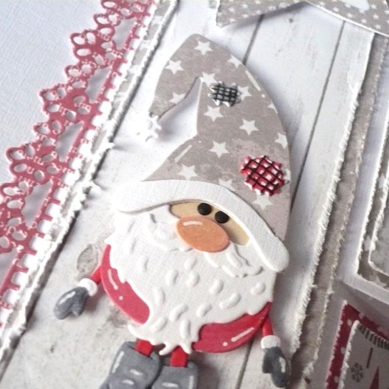 Cetakan Stensil Cutting Dies Motif Santa Claus Bahan Metal Baja Karbon Untuk Scrapbook / Craft DIY