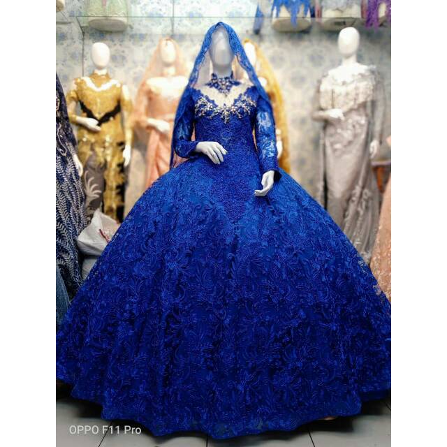 gaun kebaya pengantin muslim 8888