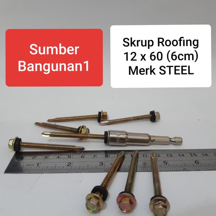 Skrup roofing 12 x 60 mm 6cm sekrup baja ringan panjang