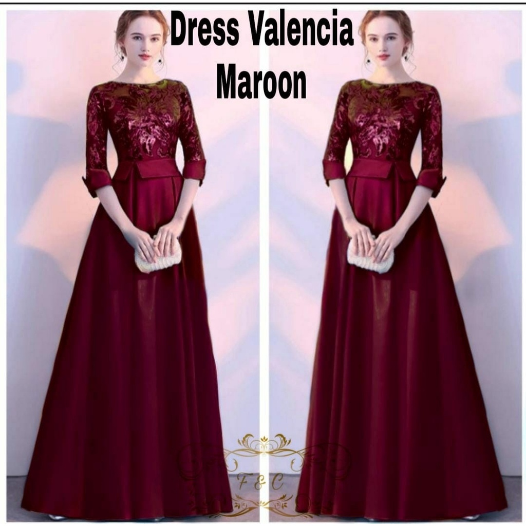 PCS MAXY VALENCIA 3 UKURAN M L XL FASHION PAKAIAN WANITA DRESS MAXI BAHAN TILE MUTIARA FE