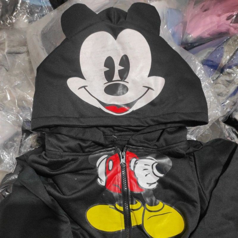 BPS COD Jaket Anak KID MICKEY mouse tikus abu hitam sablon kids 3-5 tahun-2