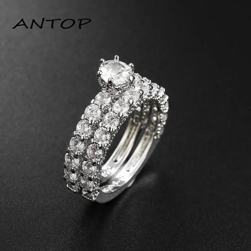 2022 Cincin Pasanganpriawanita Hias Full Berlian Imitasi Gaya Eropaamerika Untuk Pernikahan
