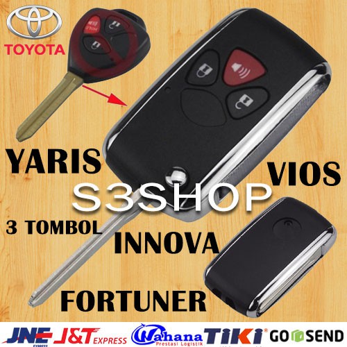 Casing Kunci Lipat Flip Key 3 TOMBOL Toyota Innova Fortuner HIGH QUALITY