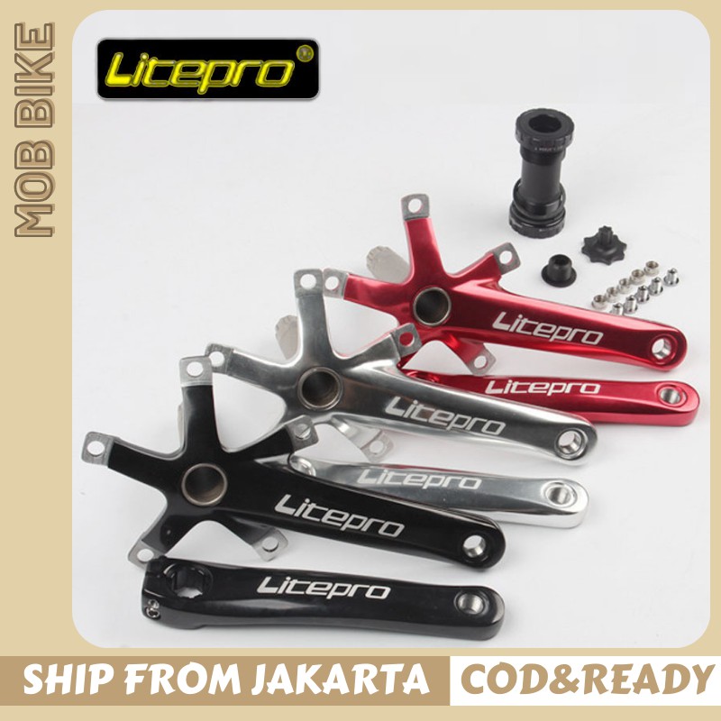 Sepeda 170MM Engkol Sepeda Lipat Gigi Tetap Crankset Sepeda Crank Arm Set BCD 130MM 5 Persegi Crank