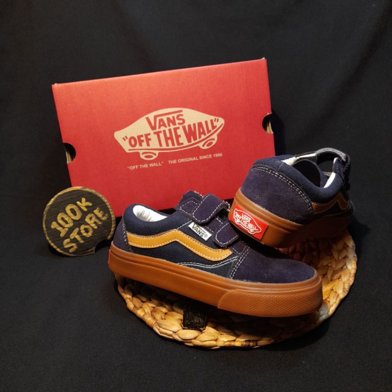 sepatu Vans anak navy gum velco size 17-35 real pict