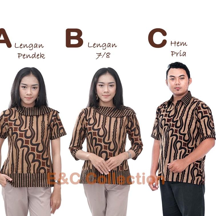 SMP.10Jn22ν– Couple Batik Kerah Shawl Garis Modern  - Atasan Batik Wanita -Hem Batik Pria - S-M-L-XL-XXL-3L-4L-5L