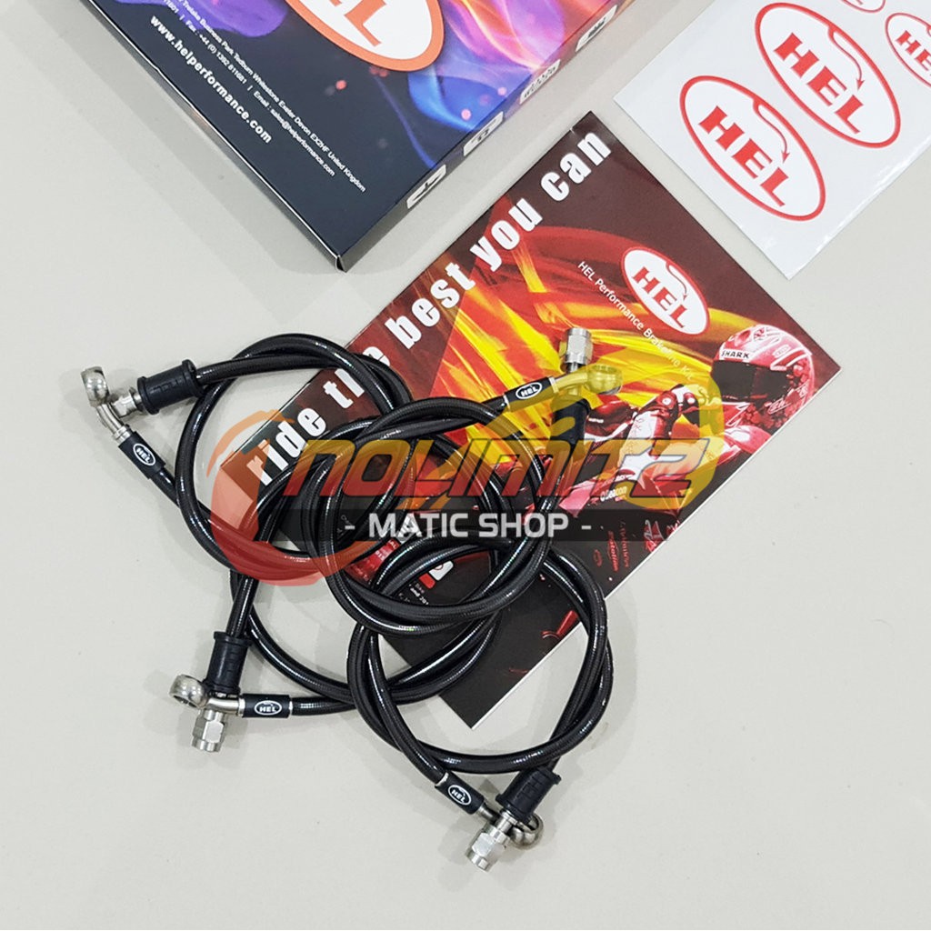 Selang Rem Racing HEL Infinit Carbon Depan Belakang Sambungan XMAX