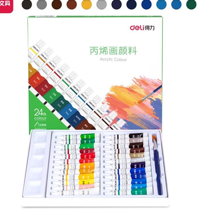 

Trendy Deli Acrylic Paint / Cat Akrilik Anak 24/36 Warna Dapat Ditulis di Kain Tanah Liat 73912 73915 .,