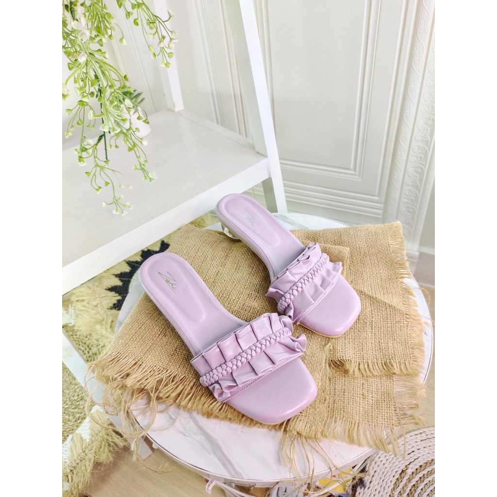 Sandal Heels Kaca Wanita Sandal Hak Wanita Sendal Kekinian Cewek Sendal Gaul Zishi - Grace Ungu/Purp