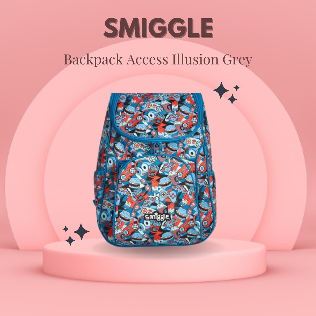 Smiggle Backpack Access Illusion Grey (GET SMIGGLE RAINBOW PEN)