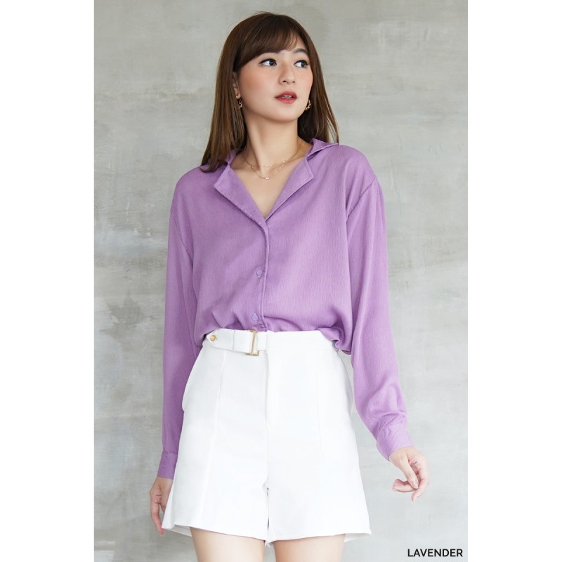 Basic Crinkle Shirt Atasan Kemeja Wanita