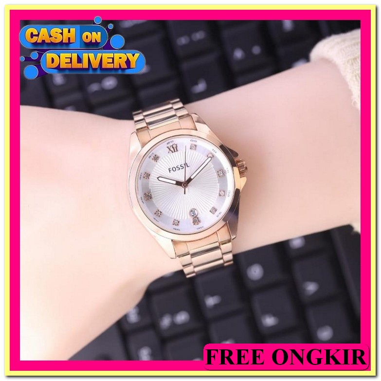 Ori 100% Jam Tangan Wanita Tali Jala Atas Bisnis Mewah Jam 3Atm Tahan Air Mode - Merah Muda Jam Tang