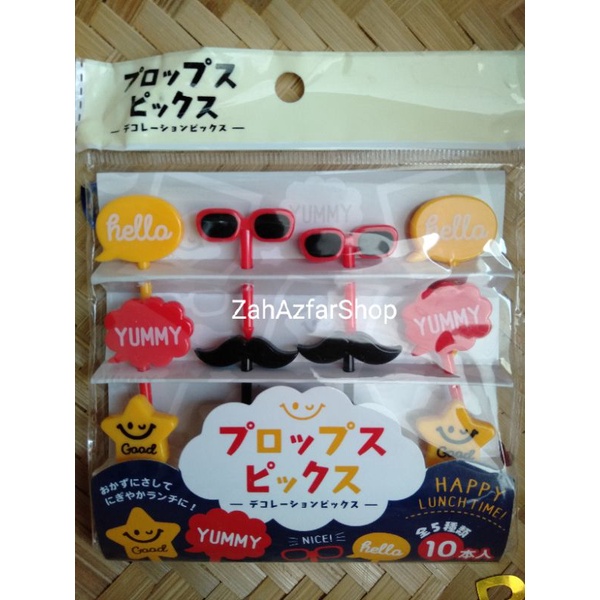 5pcs Tusukan Kacamata Kumis kaca mata Food Pick Sunglasses Bento Kue Buah