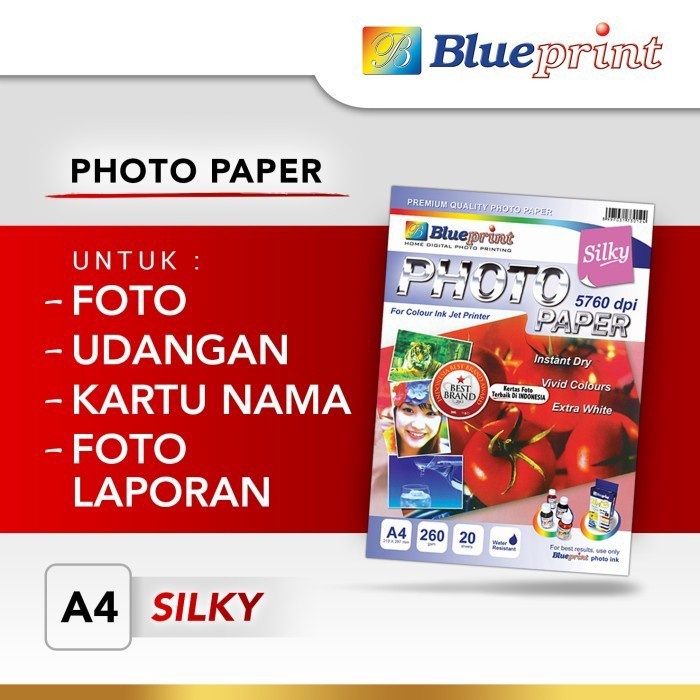 Kertas Foto A4 Silky Photo Paper BLUEPRINT A4 260 gsm - Isi 20 Lembar