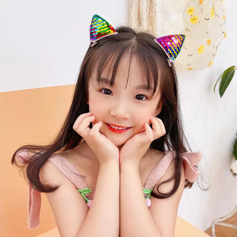 (Hello Girl)F111 2pcs/Set Jepit Rambut Anak Motif Telinga Kucing Blink Gaya Korea Import