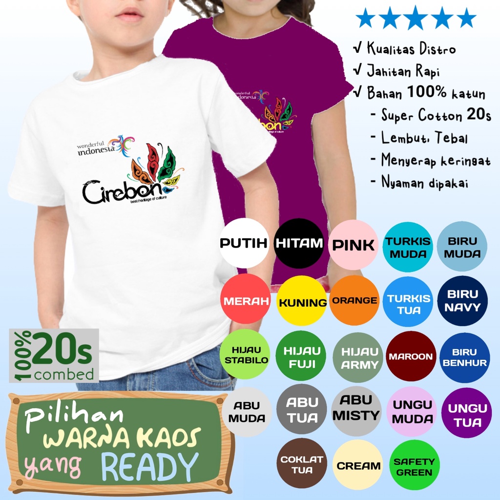 Kaos Anak Wonderful Indonesia Cirebon Murah Unik Harga Grosir