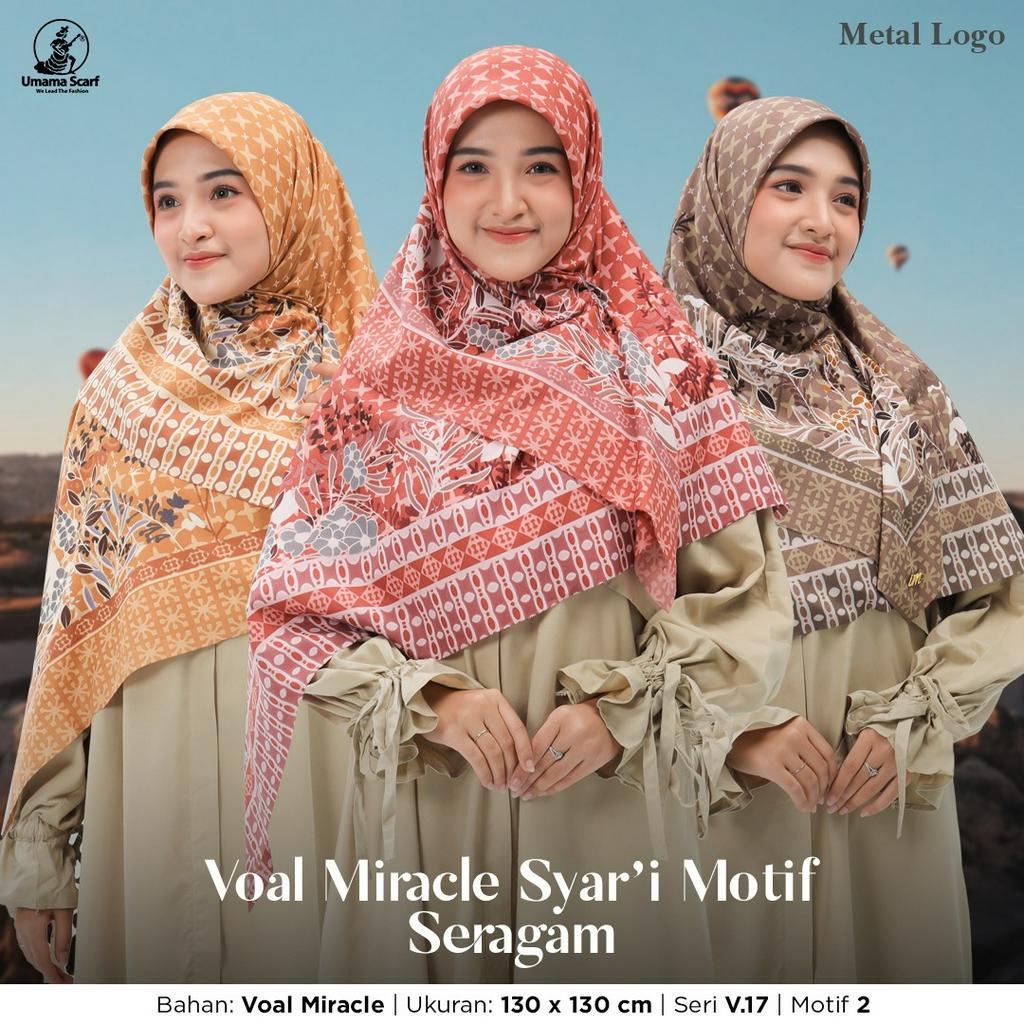 Hijab Segiempat Voal Miracle Syari Motif Original Umama Scarf 130x130cm