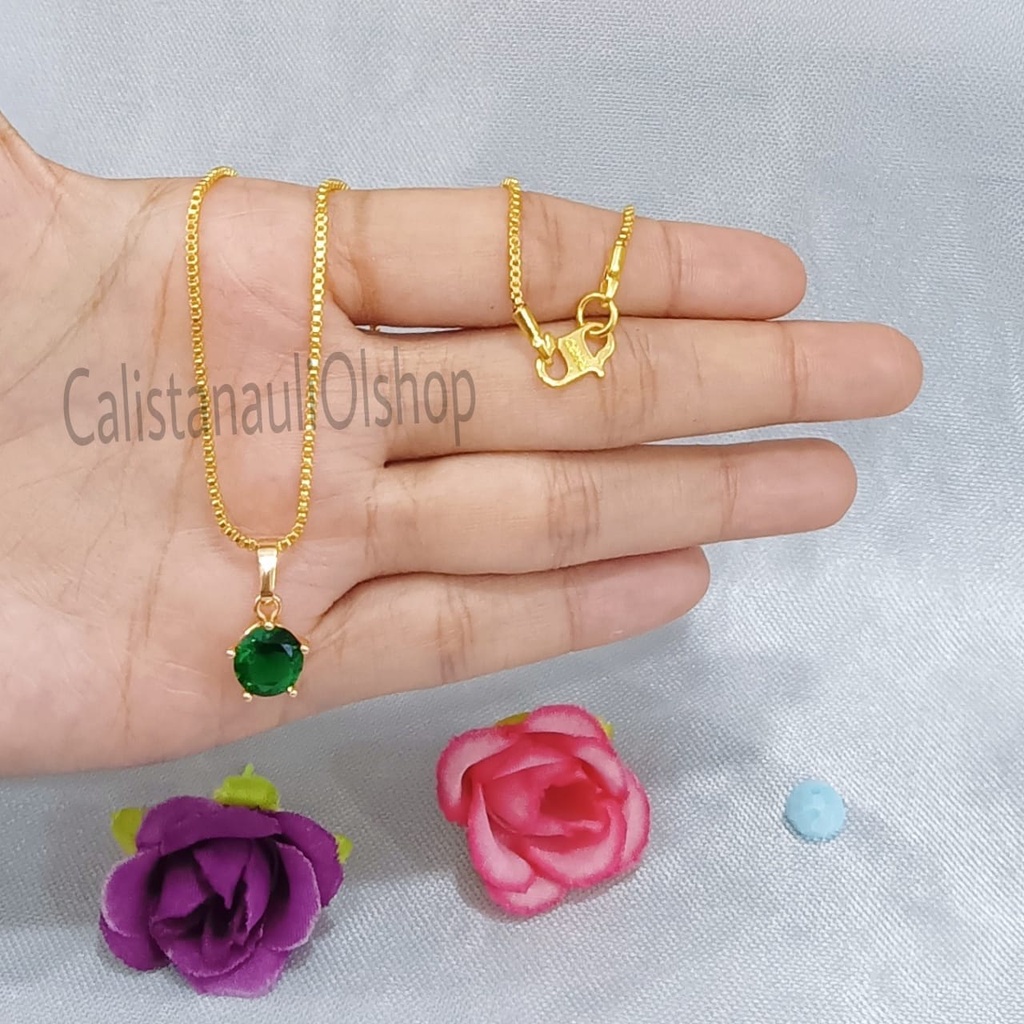 SET KALUNG PERMATA ZICRON WARNA PERHIASAN EMAS  KOREA ANTI KARAT DAN ANTI LUNTUR