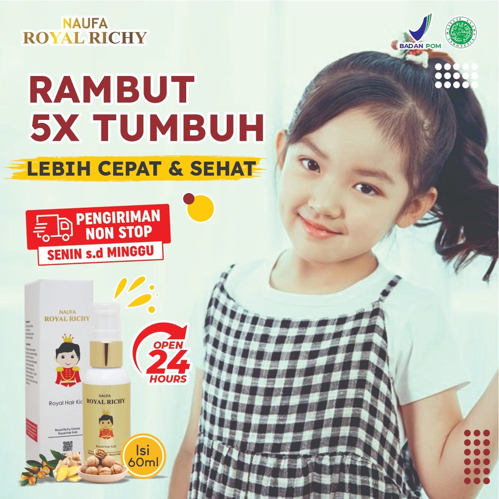 Paket Rambut Sehat 10 Botol Rambut Anak Hitam &amp; Lebat - Naufa Royal Richy Richie Rich Minyak Kemiri Penumbuh Penyubur Pelebat Rambut Anak Bayi Isi 60ml