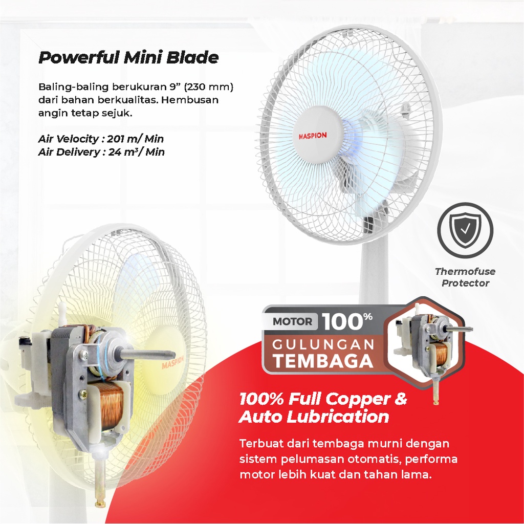 Maspion Kipas Angin Meja / Mini / Desk Fan F-23 9 Inch F23 F 23