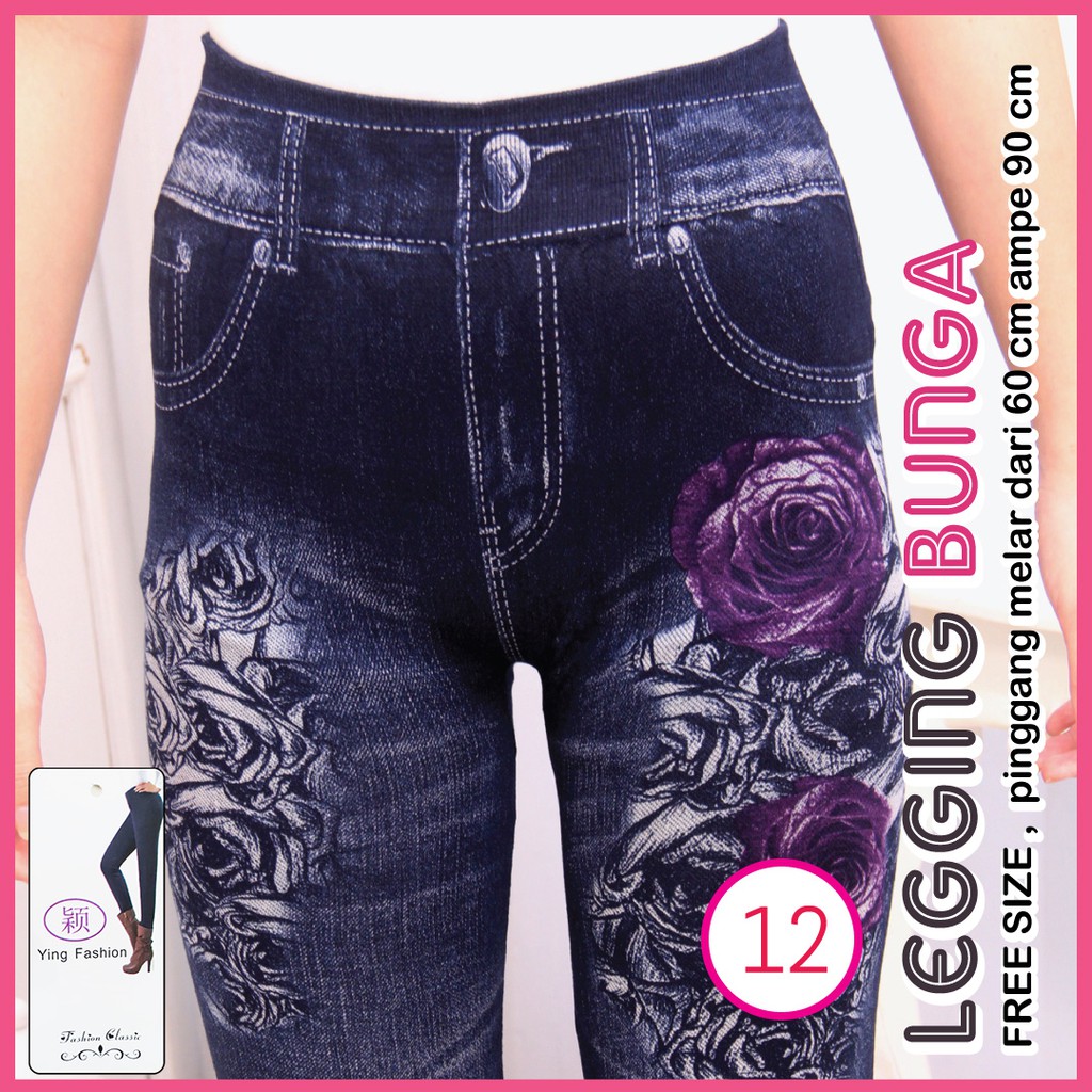 legging Jeans Bunga #12 / Legging Bunga Wanita / LEGGING jeans / jeans denim / ying fashion