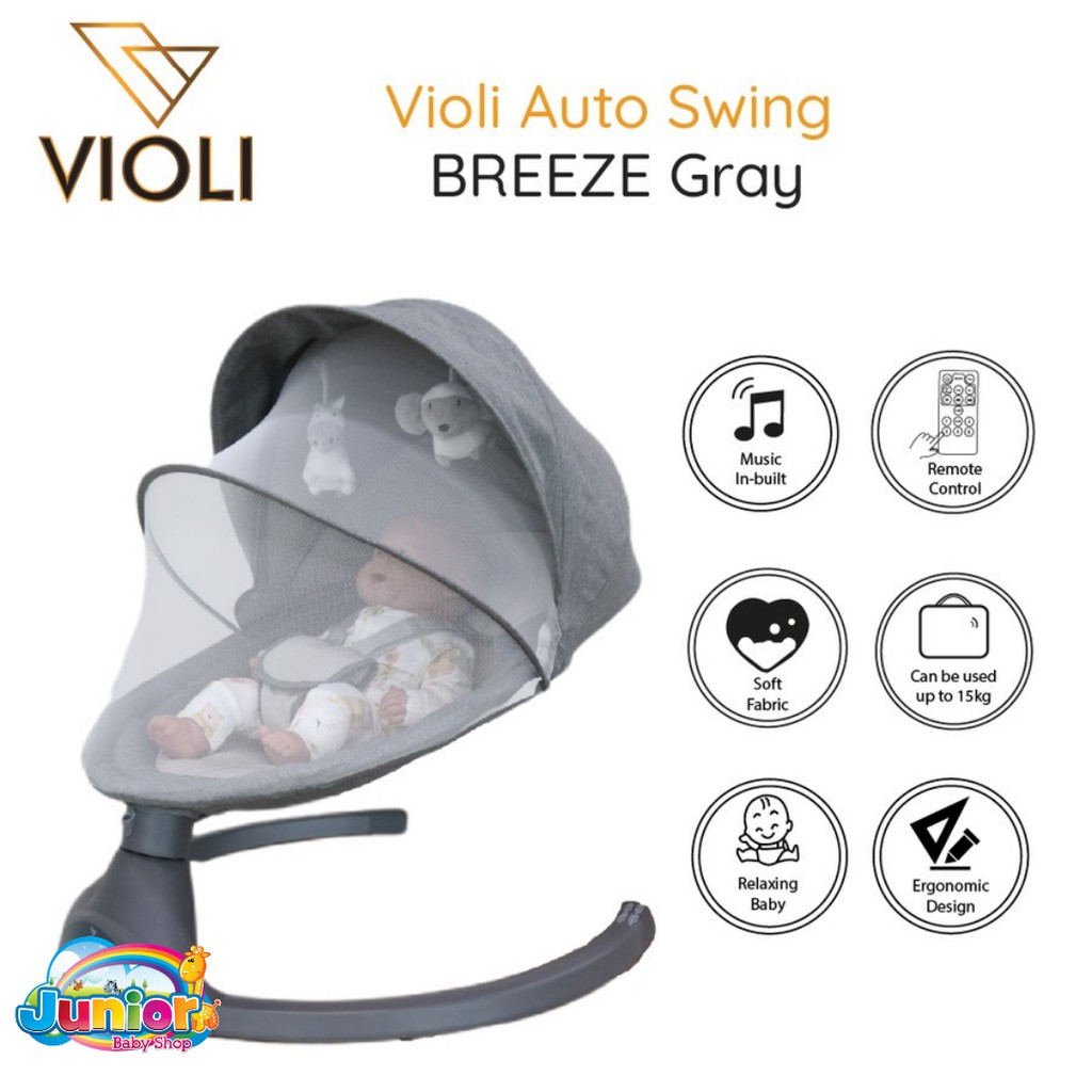 Violi Breeze : Grey Auto Swing - Bouncer Bayi Ayunan Otomatis Bayi