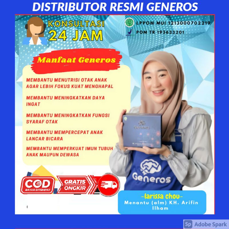 Herbal GENEROS SPEECH DELAY ORIGINAL Nutrisi Vitamin Otak Anak 1 Box Isi 2 Botol 300 tetes COD