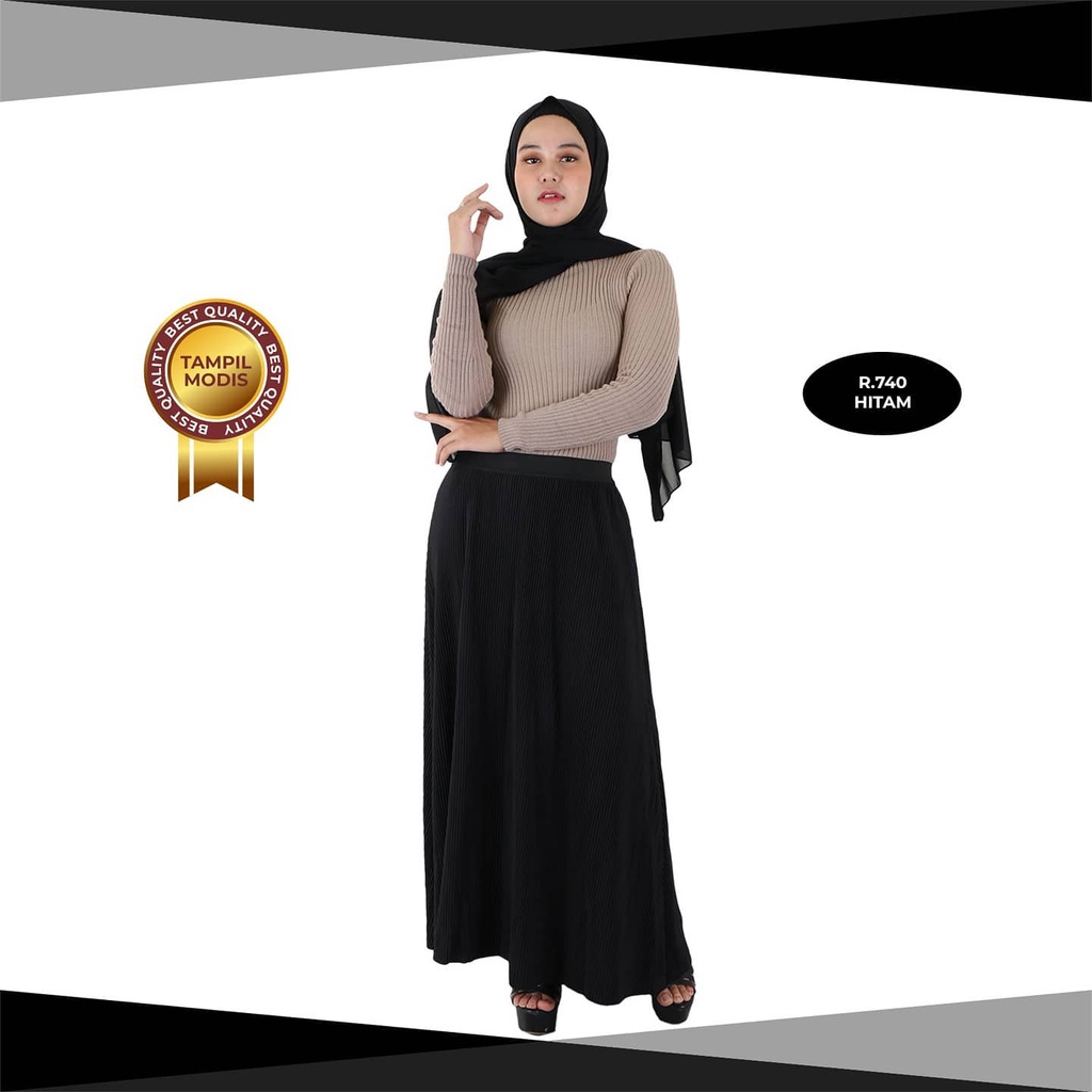 ROK MAYUNG - Flare Maxi Skirt - Rok Wafel Bawahan Polos Panjang Crepe Tebal