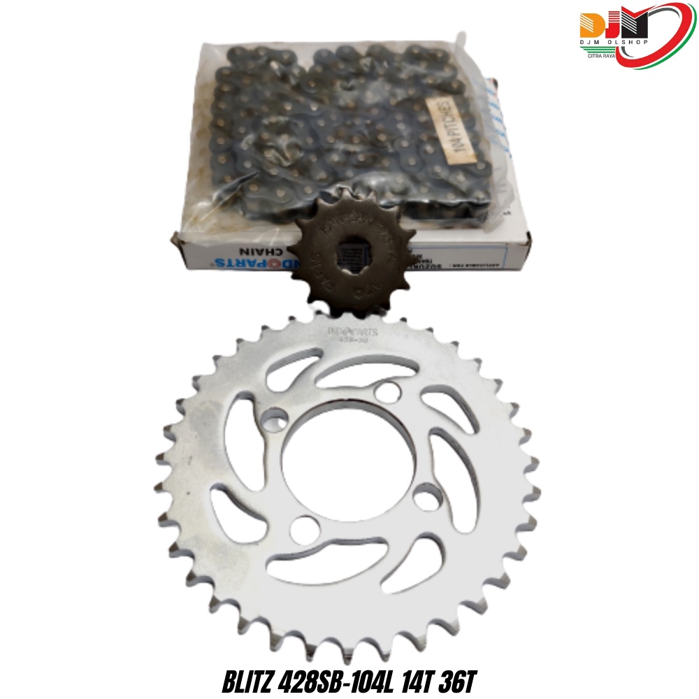 INDOPARTS Gear Set Paket Kawasaki Blitz 428SB 104L 14T 36T