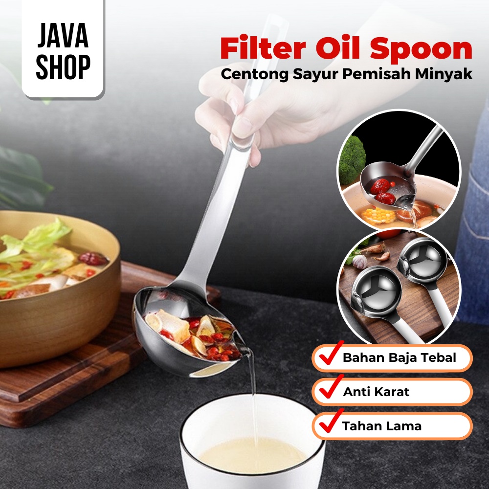 JAVASHOP Centong Sayur Pemisah Minyak Sendok Sup Stainless