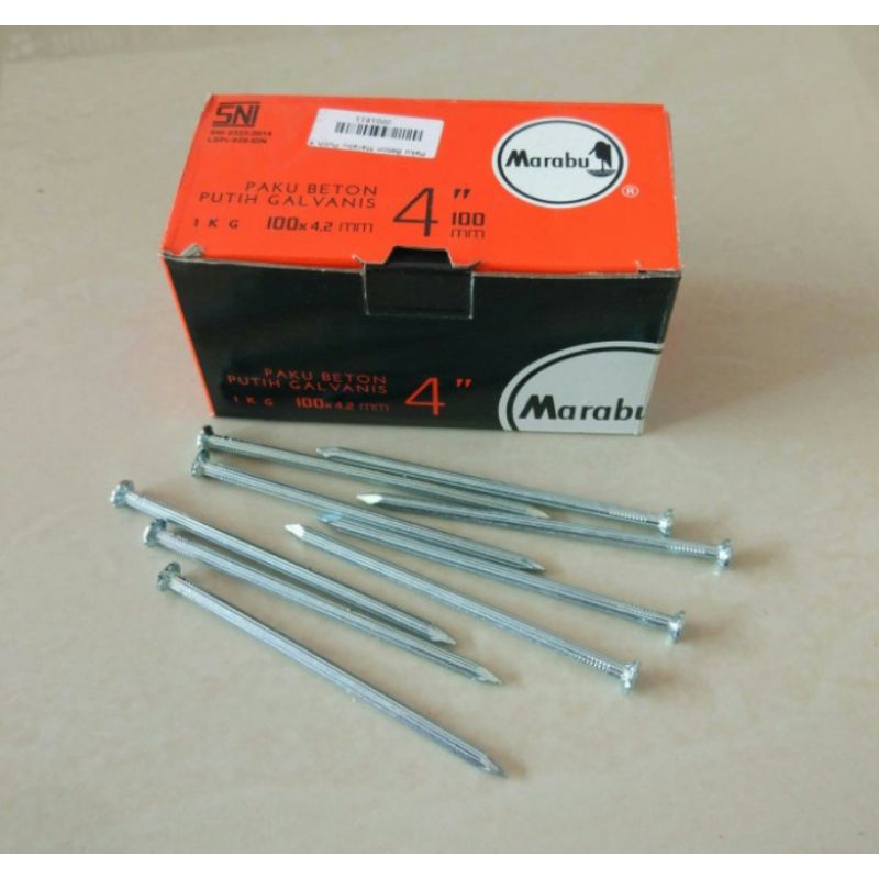 Paku Beton 4 inch Putih / Paku Beton Marabu 10Cm / Paku Beton 10Cm