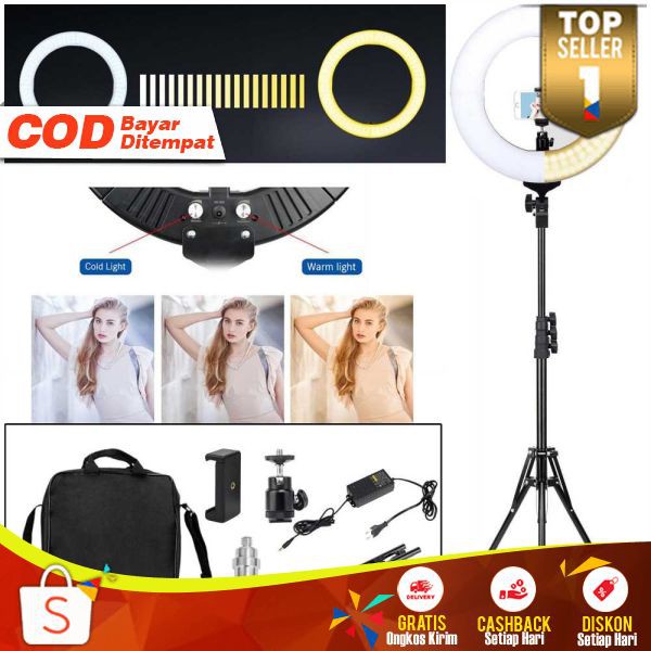 Ring Light LED Kamera 65W 336 LED 12 Inch Tripod DSLR Cincin Cahaya Perlengkapan Photo Studio