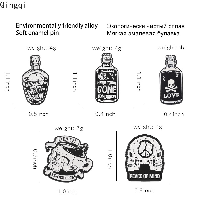 Bros Pin Enamel Bentuk Botol Tengkorak Penyihir Gaya Gothic Punk Untuk Hadiah Teman