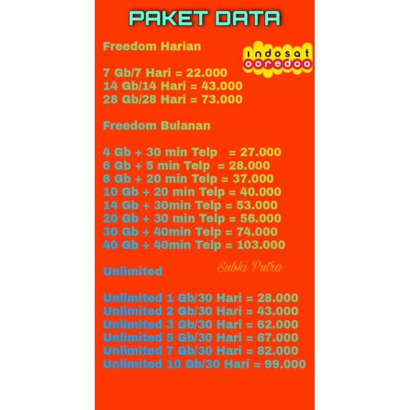 Jual Paket Data IM3 Ooredoo Termurah dan Terpercaya ~baca deskripsi sebelum memesan~