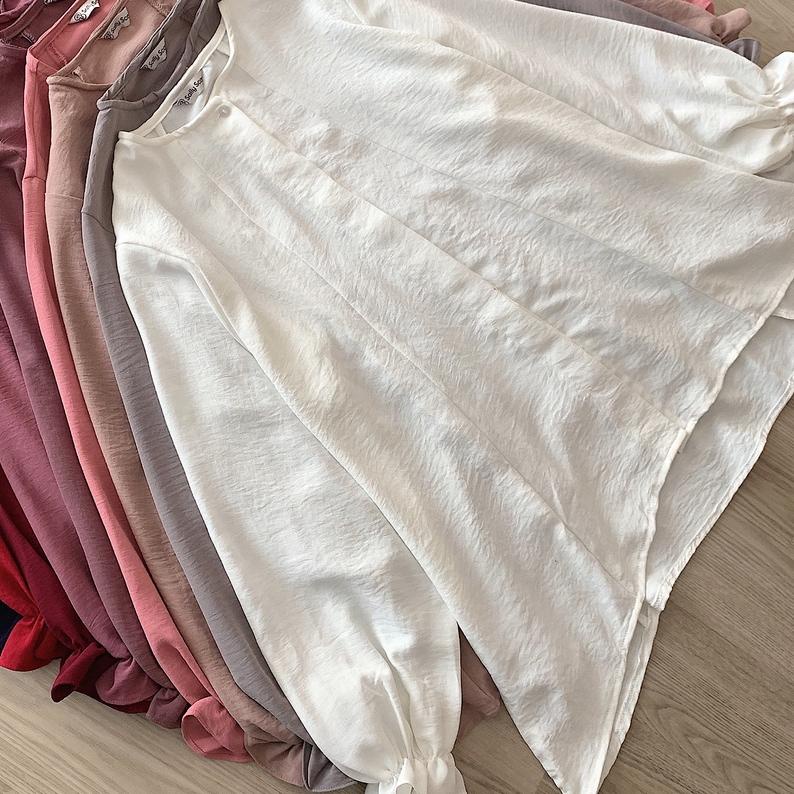 ❀ Anona crinkle airflow blouse wanita busui full kancing / oversized ✿