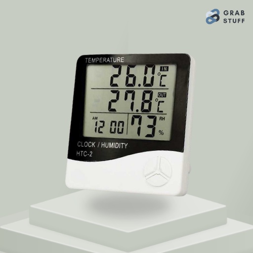 Alat Pengukur Suhu dan Kelembaban Digital / Digital Temperature Humidity Meter Clock Alarm Calender / Termohigro Digital / Alat Pengukur Suhu dan Kelembapan Ruangan Kamar Laboratorium / Termometer Ruangan / Hygrometer Ruangan