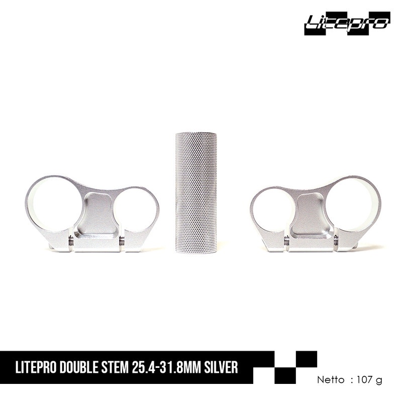 LITEPRO DOUBLE STEM 25.4-31.8MM SILVER