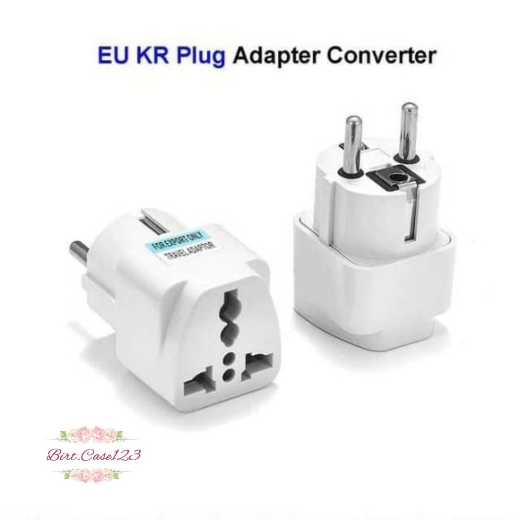 STEKER Adaptor Travel Charger / Sambungan Charger Kaki 3 ke Kaki 2 / EU KR Plug Adapter Converter BC6036