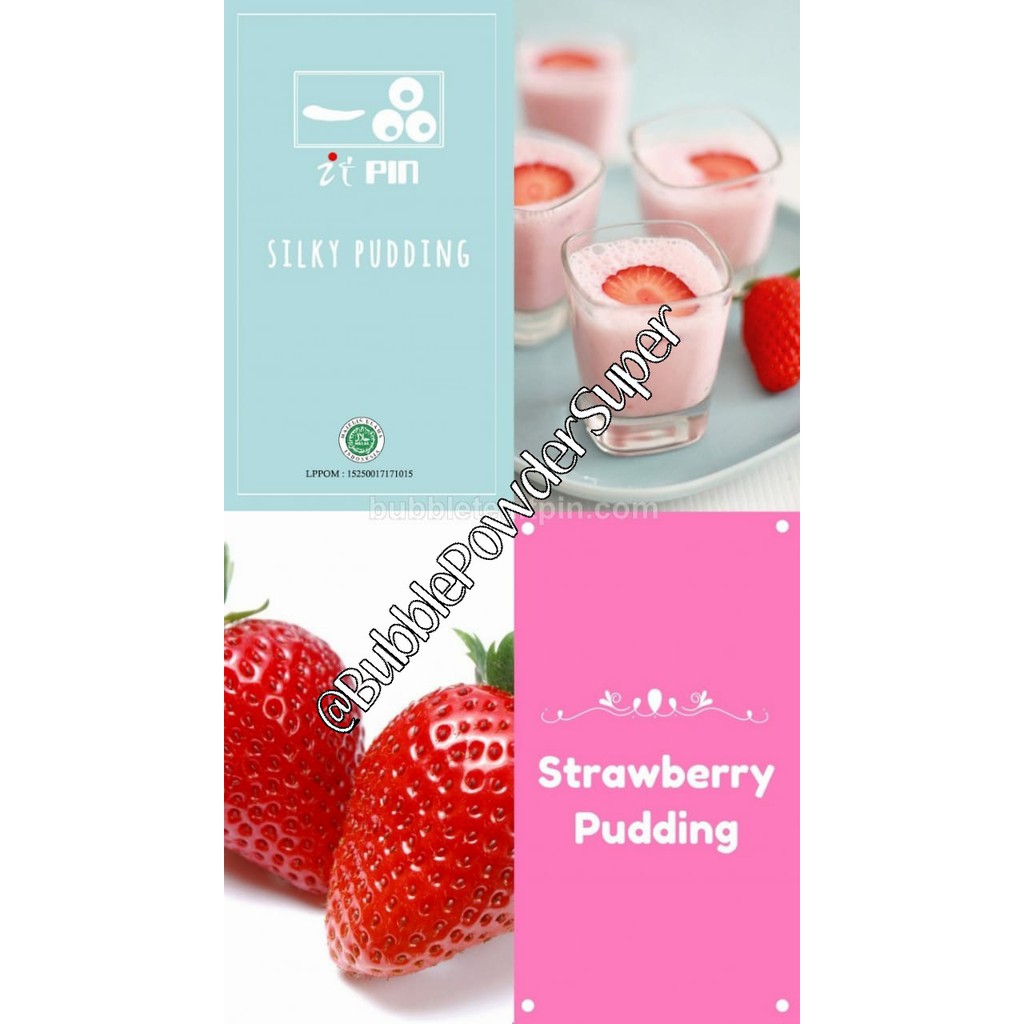 [FREE BUBBLE MINI 100GR*] Silky Strawberry Pudding Powder / Puding Strawberry @1kg