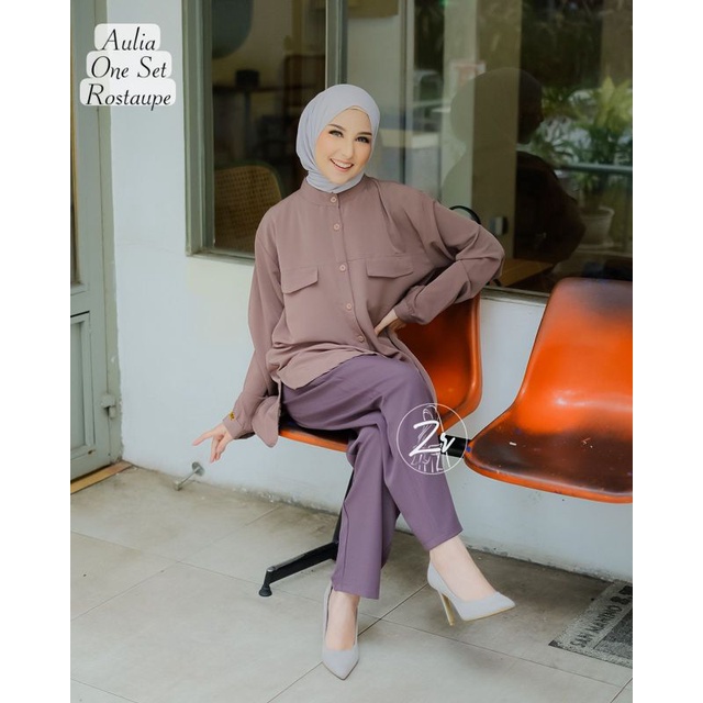 SETELAN KEMEJA / TUNIK KHANZA ALIZA ADINA by ZR original one set atasan celana busana muslim muslimah outfit terbaru crincle wanita busui