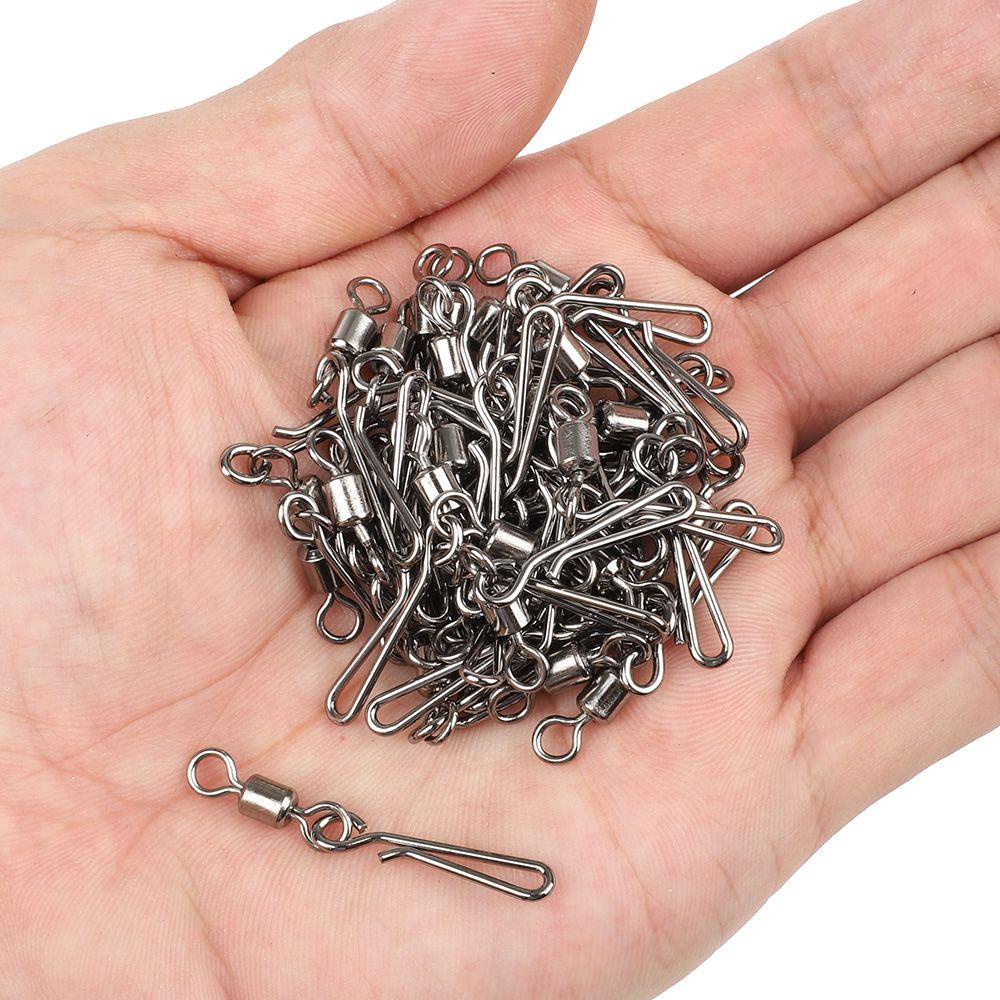 Lanfy Swivels Solid Rings 50pcs Metal Dengan Konektor Garis Alat Tackle Interlock