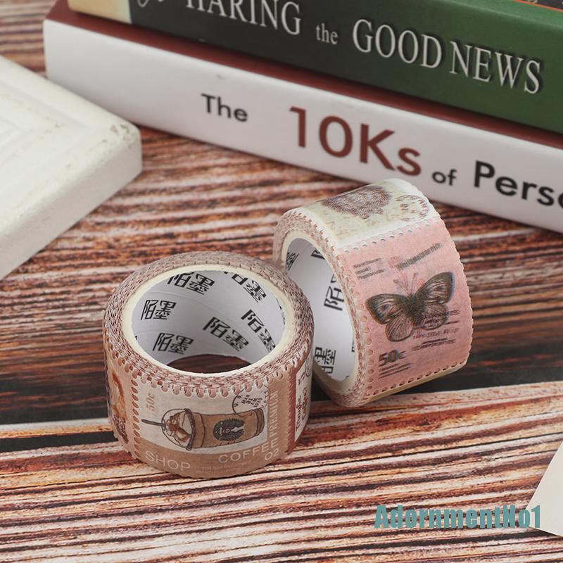 (AdornmentNo1) Tape Stempel Motif Tanaman Retro Untuk Dekorasi Scrapbook / Jurnal